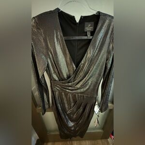 Adrianna Papell - Metallic Wrap Dress